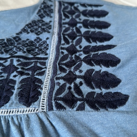 Gap Women's Blue Flutter Short Sleeve Top Small Embroidered - Picture 3 of 8